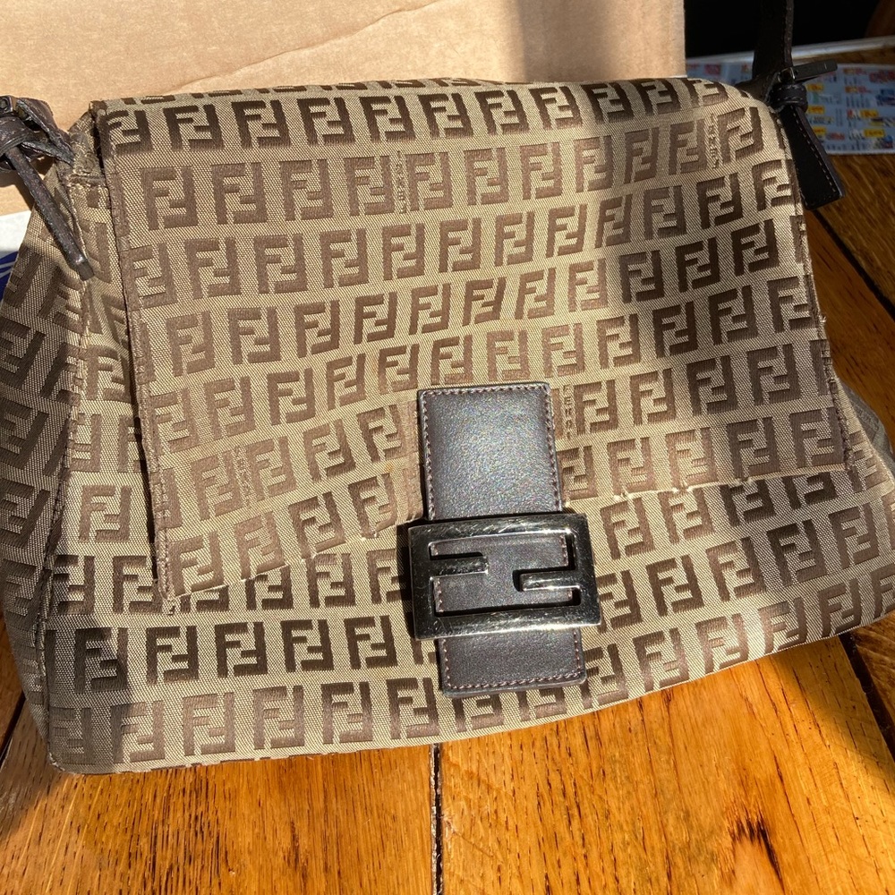 Vintage Fendi Zucca Shoulder Baguette